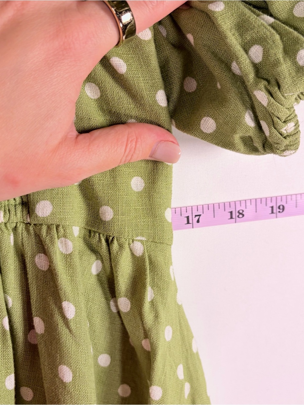 Abercrombie & Fitch Green Polka Dot Puff-Sleeve Midi Dress - Picture 11 of 14